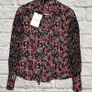 NWT Who What Wear Blouse Top Pink Purple Green‎ Size XS